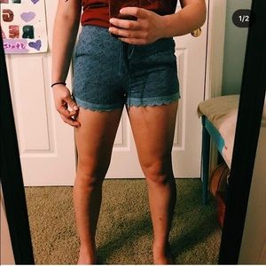 Blue over lace shorts